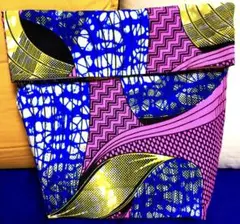 【新品未使用品】ハンドメイド バッグインバック アフリカ 幾何学 ピンク 綿