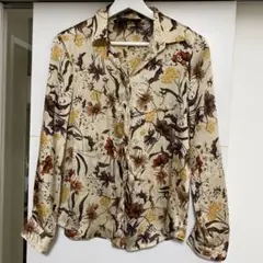 ZARA BASIC シフォンフラワープリント長袖シャツ