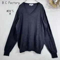 BCFactory　ニッセン メンズ　Vネックセーター 薄手 M ダークグレー