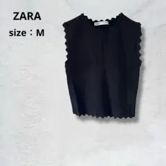 ZARA ザラ ノースリーブ ベスト トップス ブラック 黒 新品同様【M】