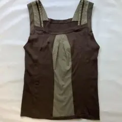 ウンディッチノーベ 異素材トップス ミリタリー タンクトップ ノースリーブ