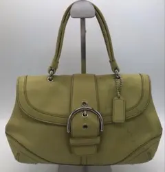 JJ223 COACH コーチ ハンドバッグ レザー 黄緑色
