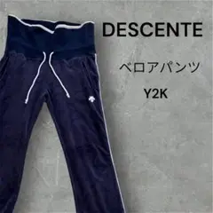デサント ベロアパンツ ロゴ刺繍 ウエスト折返し Oサイズ Y2K
