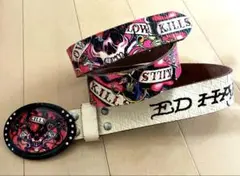 Ed Hardy KILLS 本革 レザー ベルト エドハーディー スカルy2k