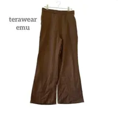terawear emu リネン混 フレアパンツ バックゴム 薄手 LL