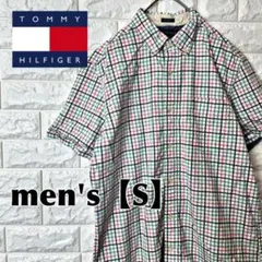 O98【TOMMY HILFIGER】半袖ボタンシャツ【メンズS】チェック柄
