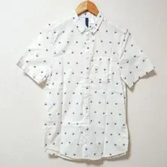 【1回着用】【H&M】半袖シャツ◆白 紫 紺 Mサイズ メンズ
