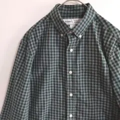 2677　OLD NAVY　薄手長袖シャツ　S　黒　灰　チェック　US古着