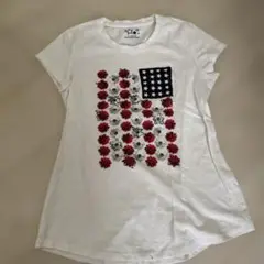 花柄 アメリカ国旗風 Tシャツ 130-140