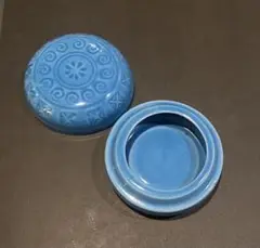 青色陶器製アクセサリーケース