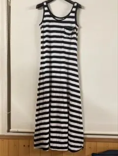 ボーダーノースリーブロングワンピース　サイズM