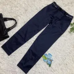 美品　ランバンオンブルー　スラックス　黒　ストライプ　チャックデザイン　36 S