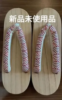 婦人下駄 レディース マルイ 桐 青海波柄 赤