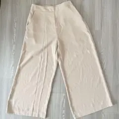 ベージュ ガウチョパンツ サイドポケット付き　M