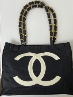 CHANEL シャネル ヴィンテージ ナイロンチェーンショルダー トートバッグ