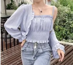 GRL セットアップ フリルシアーボレロXシャーリングキャミソールアンサンブル
