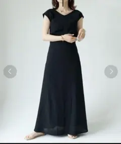 DISCOAT リネン混2WAYバックリボンマーメイドワンピース　黒