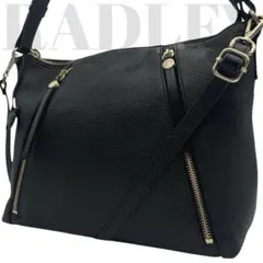 美品◎ラドリー A4可 2way 斜めがけ 肩かけ ショルダーバッグ シボ革 黒