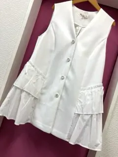 裾ティアード切替 ダンボールニット素材ベスト