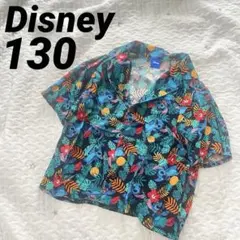 しまむら Disney ディズニー スティッチ 半袖 アロハシャツ 130 黒