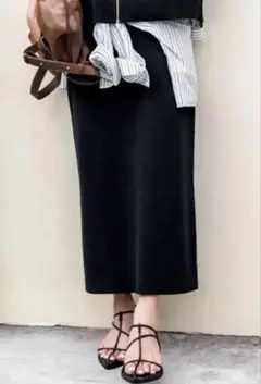 【UNFILO】スゴ機能美ニットＩラインスカート （ブラック）M