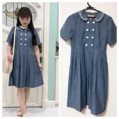 新品❤️Fint ステッチライン衿ダブル釦ワンピース