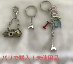 ミニチュアハンドバッグ型バッグチャーム・エッフェル塔キーホルダー　パリ購入品