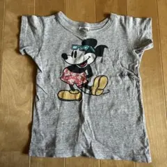 ミッキーマウス Tシャツ グレー ポケット付き