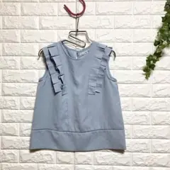 【フラッシュビー】（M）タックフリルブラウス ノースリーブ バックボタン