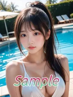 1点物 可愛い A4 AI 美女 ポスター 水着 グラビア 清楚 巨乳 U382