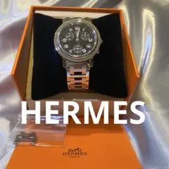 美品HERMES エルメスクリッパーCL1.910 クロノグラフ時計 デイト稼働