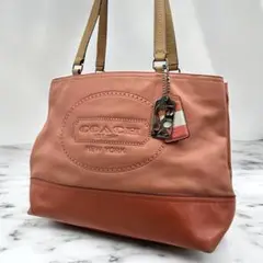 COACHコーチ トートバッグ デカロゴ レザー パンチング 19391