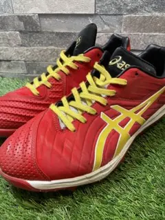 ASICS 野球スパイク レッド/イエロー　赤/黄　ペイント25.5 大谷モデル