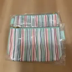新品　未使用 縦縞模様のおしゃれポーチ2個組