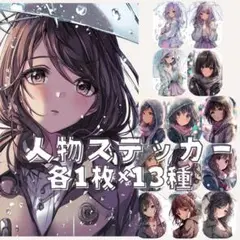 S100 人物ステッカー オリジナル 少女 女性 雨シリーズ 各1枚13種