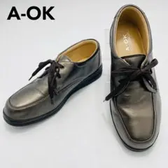 A-OK　エーオーケー　コンフォートスニーカー　レースアップ　幅広　24