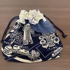 【新品】染め物リバーシブル　巾着