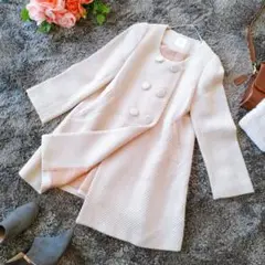 美品✨〚エージーバイアクアガール〛(L)ノーカラー エーライン ひざ丈 コート♡