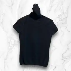 ユニクロ UNIQLO カシミヤ S 黒 半袖 タートルネック シック 無地