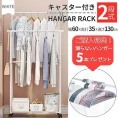 ハンガー 5本 白 ハンガーラック ダブル 2段 衣装ラック 軽量 シンプル