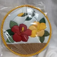 【訳あり】ハンドメイド　ハイビスカスのメモボード　さくらほりきり　掛け飾り