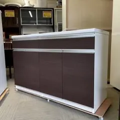 【超美品‼️】日本製♪ ユーアイ 135cm幅キッチンカウンター 食器棚 木目調