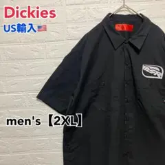●B440【US輸入】ディッキーズ ワークシャツ ブラック men's【2XL】