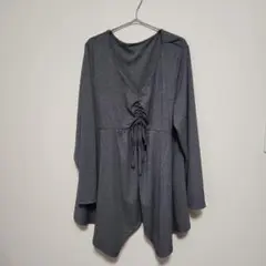 レディース シャーリングカットソー グレー 大きいサイズ 3XL