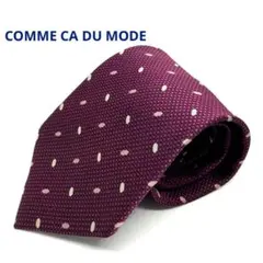 COMME CA DU MODE ネクタイ　えんじ色　小紋柄　シルク100％
