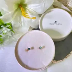 courreges クレージュ ピアス ライトブルー サージカルステンレス