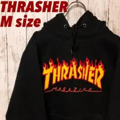 【大人気】THRASHER☆パーカー M ファイアー ビッグロゴプリント♪