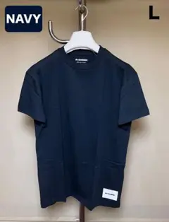 新品 L JIL SANDER 24ss パックTシャツ 紺 バラ 16306