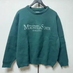 【美品✨】EMMA CLOTHES ニットセーター　ロゴ入り　ダークグリーン
