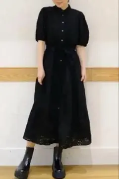 GAP 刺繍ティアードワンピース ウエストリボン L